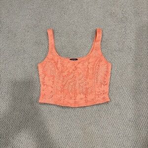 Coral Orange Lace Crop Top